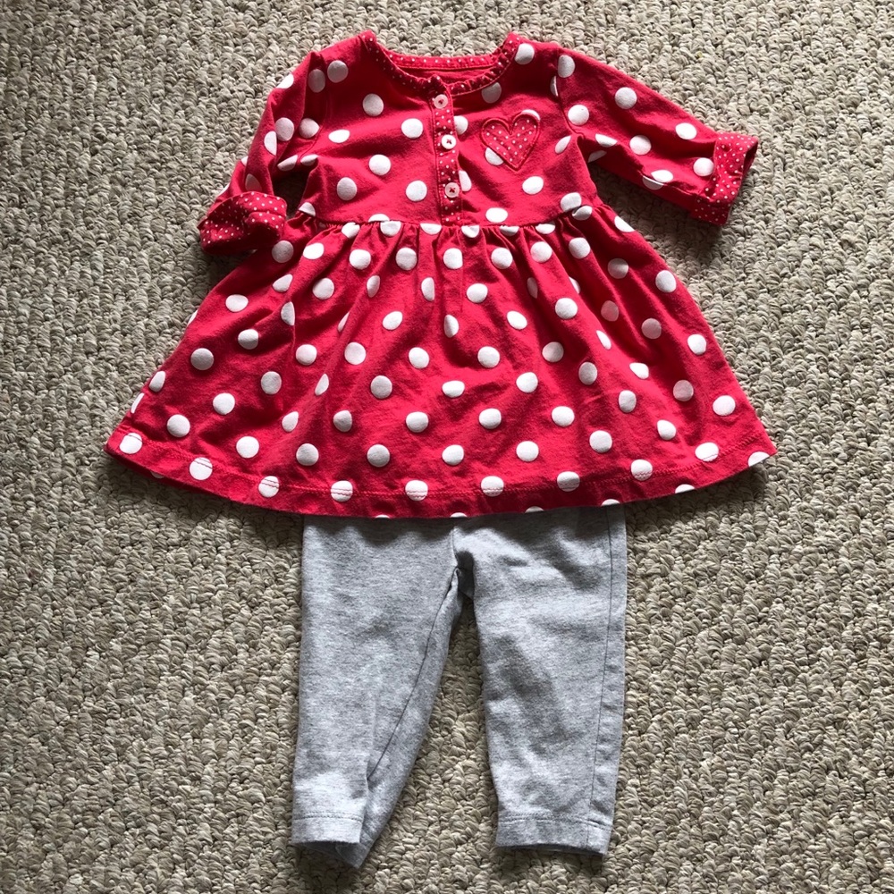 Carters Baby Girl Red and White Polka Dot Outfit